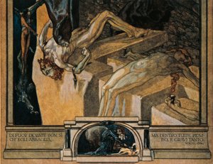 Österreich, Wien, Illustration von Dante Alighieris Göttlicher Komödie (Hölle, Gesang XXII) von Franz von Bayros, Detail von Franz von Bayros (1866 1924)