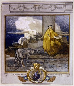Illustration aus Dantes Göttlicher Komödie, Fegefeuer, Gesang XI: 135, 1921 von Franz von Bayros