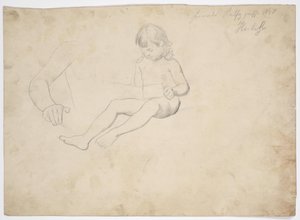 Aktstudie eines sitzenden Kleinkindes, lesend von Franz von Matsch