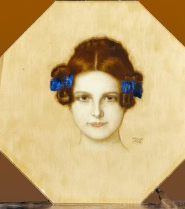 Mary mit blauen Schleifen