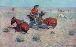 Indianer greifen Cowboys an. Frederic Remington.