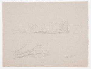 Zeichnung, Botanische Skizzen: Landschaft, Bäume an einem Ufer, September 1876 von Frederic Edwin Church