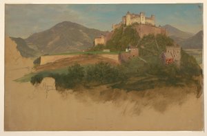 Zeichnung, Schloss aus Salzburg, Österreich, 1868