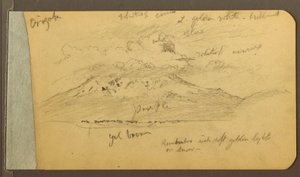 Zeichnung, Wolkenbedeckte Berge, 1889 von Frederic Edwin Church