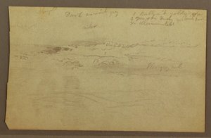 Zeichnung, Wolkenstudie über Hügeln, 1860er von Frederic Edwin Church