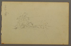 Ferne Bauerngebäude, 1844 von Frederic Edwin Church
