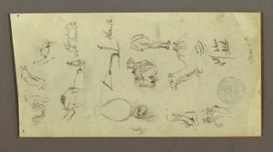 Zeichnung, Figuren- und Kamelstudien, 4. März, möglicherweise 1868 von Frederic Edwin Church