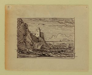 Zeichnung, Imaginäre Landschaft, ca. 1850 von Frederic Edwin Church