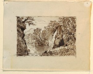 Zeichnung, Imaginäre Landschaft mit, ca. 1870–73 von Frederic Edwin Church