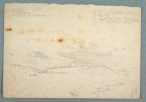 Landschaft im Hudson Valley; verso: Skizze einer Kirche mit drei Schiffen, 14. Juni 1870 von Frederic Edwin Church