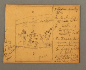 Zeichnung, Wiese, Notizen, möglicherweise 1856 von Frederic Edwin Church
