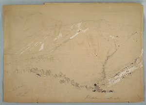 Zeichnung, Mount Katahdin, von Süden gesehen, August 1852 von Frederic Edwin Church