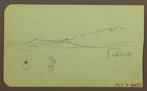 Zeichnung, Berglandschaft; Verso: Berglandschaft, Figur, 1883 von Frederic Edwin Church