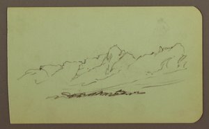 Zeichnung, Berglandschaft; Verso: Gebirgskette, Figur, 1883 von Frederic Edwin Church