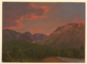 Zeichnung, Berglandschaft bei Sonnenuntergang, 1865 von Frederic Edwin Church