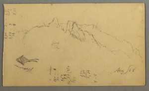 Zeichnung, Berggipfel, Wegesrand-Schrein, August 1868 von Frederic Edwin Church