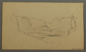 Zeichnung, Berggipfel, Wegesrand-Schrein, August 1868 von Frederic Edwin Church