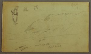 Zeichnung, Gebirgskette, Figurenstudien, Mai möglicherweise 1868