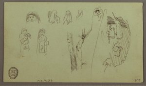 Zeichnung, Gebirgskette, Figurenstudien, Mai möglicherweise 1868 von Frederic Edwin Church