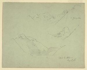 Zeichnung, Berge in der Nähe von Abtenau, Salzkammergut, 5. August 1868 von Frederic Edwin Church