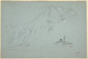 Zeichnung, Berge in der Nähe von Abtenau, Salzkammergut, 5. August 1868 von Frederic Edwin Church