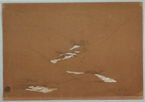 Zeichnung, Enges Bergtal mit Kaskadenbach in der Nähe von Ysapan, Ecuador, 12. Juli 1857 von Frederic Edwin Church