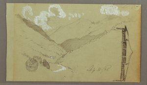 Zeichnung, Enges Tal, Gebäude, 11. September 1803 von Frederic Edwin Church
