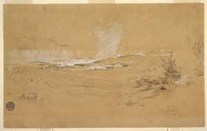 Zeichnung, Niagara: Die kanadischen Fälle und Goat Island, Oktober 1856 von Frederic Edwin Church