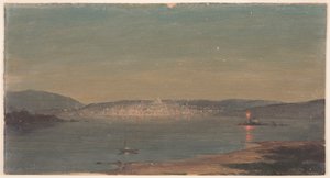 Zeichnung, Nachtansicht eines Hafens, wahrscheinlich 1868–69 von Frederic Edwin Church