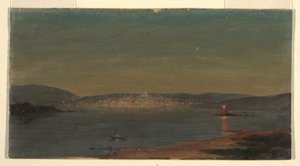 Zeichnung, Nachtansicht eines Hafens, wahrscheinlich 1868–69