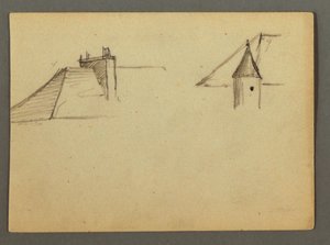 Dach mit Schornstein, Turm, möglicherweise 1868 von Frederic Edwin Church