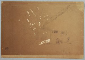 Sitzende Frau und grasender Esel vor einem Haus in der Nähe von Jorje, Ecuador, 23. Juni 1857 von Frederic Edwin Church