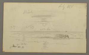 Himmel mit tiefer Sonne über Wasser, Juli 1858 von Frederic Edwin Church