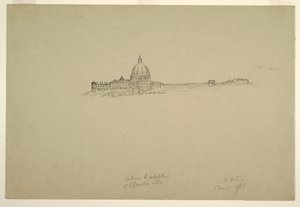 Zeichnung, St. Peter und der Vatikanpalast von Nordosten, 18. März 1869 von Frederic Edwin Church