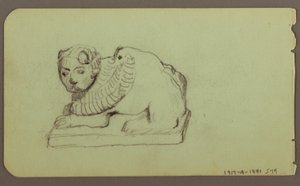 Zeichnung, Löwenstatue, Skiff; Verso: Löwenstatue, Dezember 1883 von Frederic Edwin Church