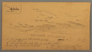 Zeichnung, Dampfschiff, Himmelsstudie, 30. Juni 1866 von Frederic Edwin Church