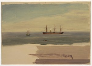 Zeichnung, Dampfschiff und Segelschiff, Juli 1859 von Frederic Edwin Church