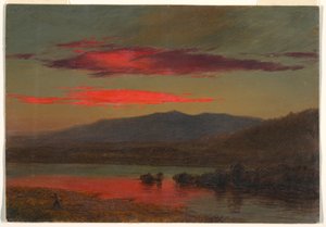 Zeichnung, Sonnenuntergang, Hudson, New York, 25. Dezember 1873