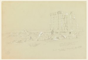 Zeichnung, Tempel mit Semua [heutiges as-Samu] in der Ferne, 17. Februar 1868 von Frederic Edwin Church