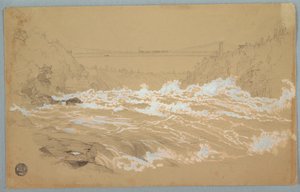 Die Schlucht, Niagara, Blick auf die Hängebrücke, ca. 1856–58 von Frederic Edwin Church