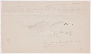 Blick über die Hügel und Ebene zu den Bergen, Tal von El Yemen, Februar 1868 von Frederic Edwin Church