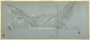 Ansicht des Königssees mit dem Falkenstein, nahe Berchtesgaden, Bayern, Deutschland, Teil 2, 11. Juli 1868 von Frederic Edwin Church