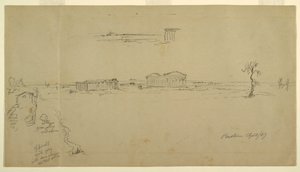Ansichten der Basilika und des Neptuntempels, Paestum, Italien, April 1869 von Frederic Edwin Church