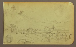 Dorf; Verso: Hügel, Dezember 1883 von Frederic Edwin Church