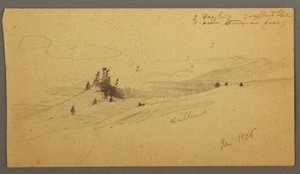 Bewaldeter Hügel, hügeliges Tal, Sonne, Januar 1866 von Frederic Edwin Church