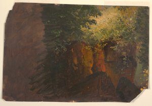 Zeichnung, Waldszene mit Felsen, 1860–70 von Frederic Edwin Church