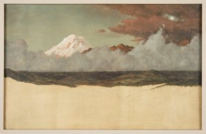 Der Berg Chimborazo durch aufsteigenden Nebel und Wolken