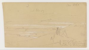 Fluss durch Bergtal mit Himmel und Halbmond von Frederic Edwin Church