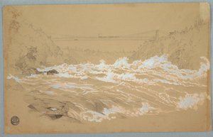 Die Schlucht, Niagara, Blick auf die Hängebrücke von Frederic Edwin Church