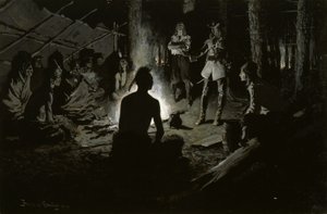 Rat des französischen Entdeckers mit den Indianern von Frederic Remington